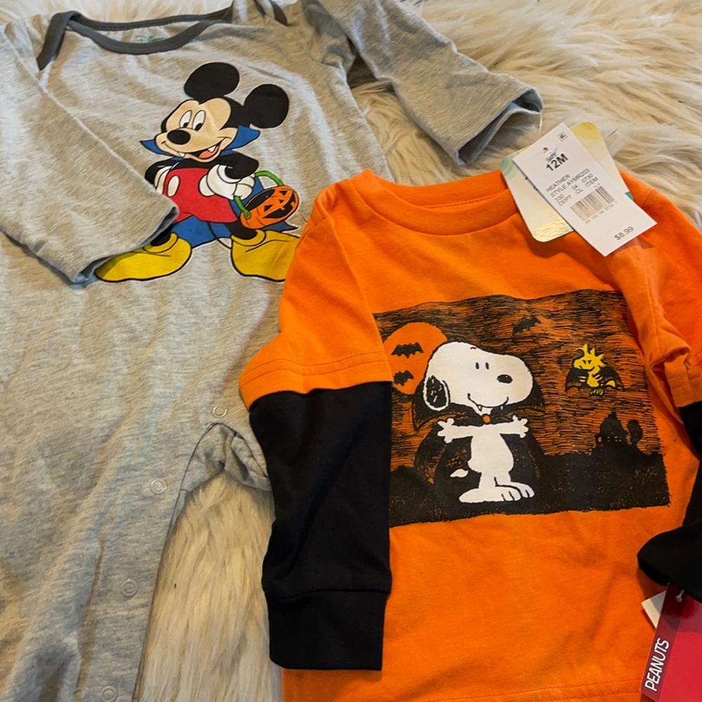 Mickey Mouse and Snoopy Halloween baby outfits